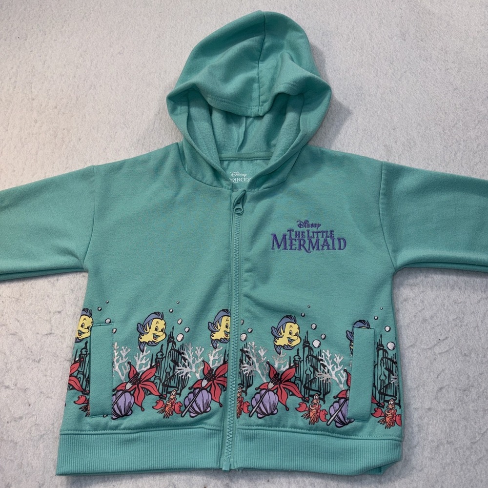 Disney Princess Zip Hoodie Little Mermaid Size 6 Flounder‎ teal